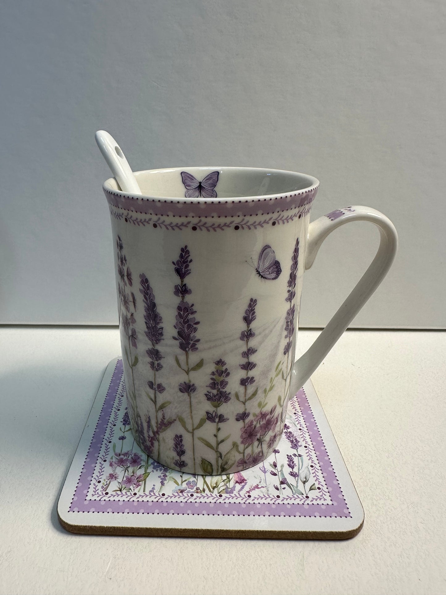 Lavender field mug with coaster