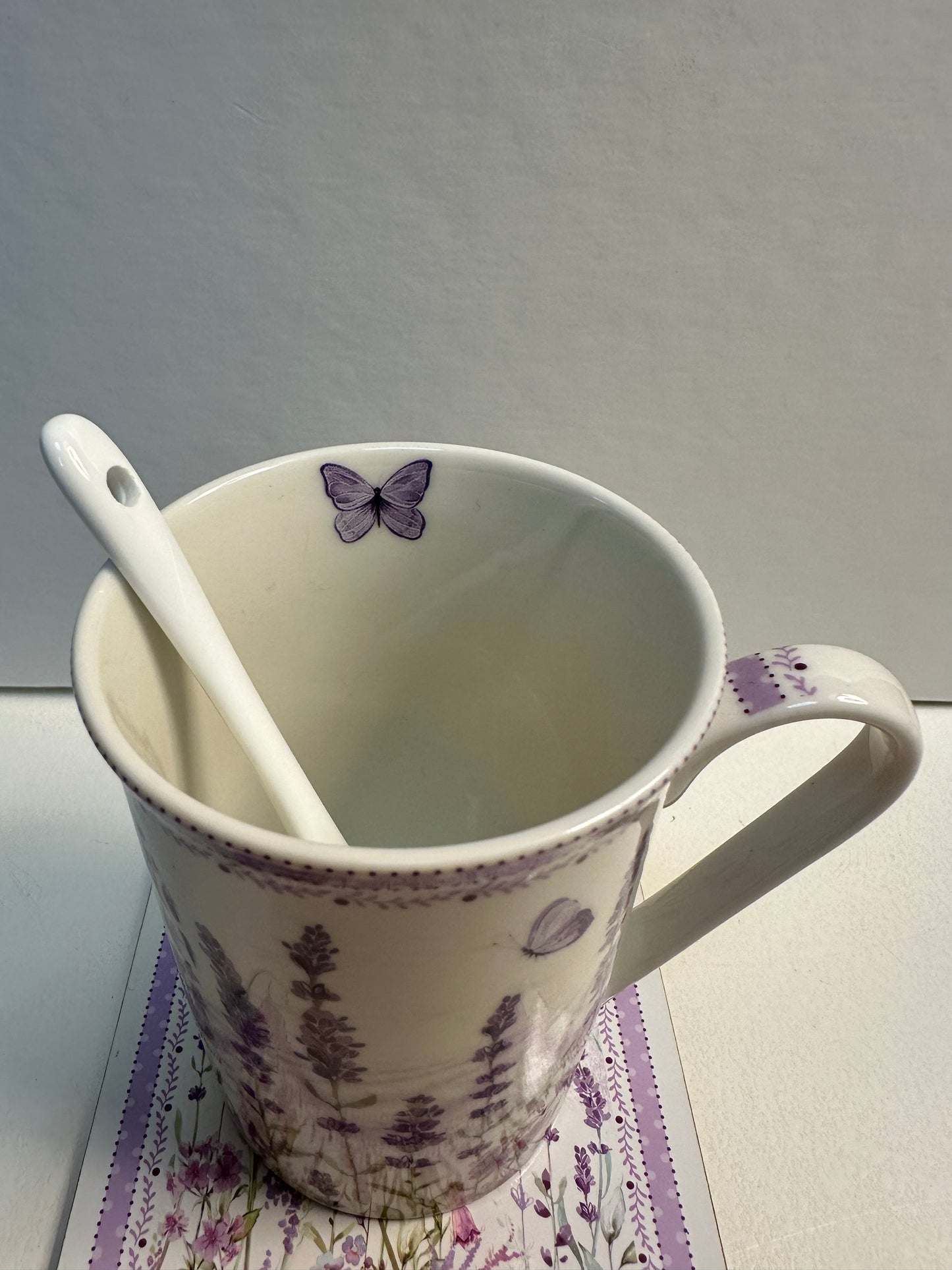 Lavender field mug with coaster