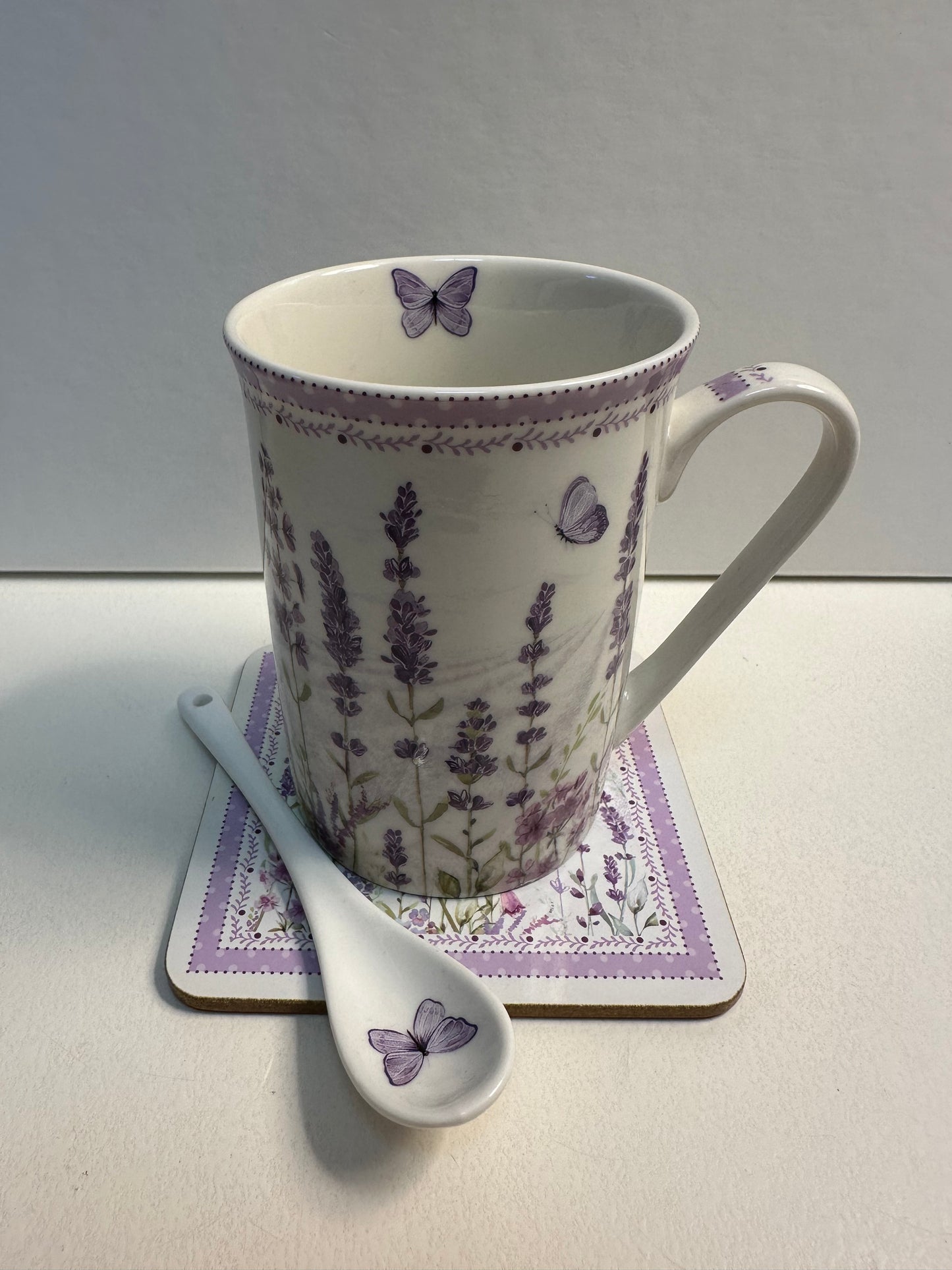 Lavender field mug with coaster