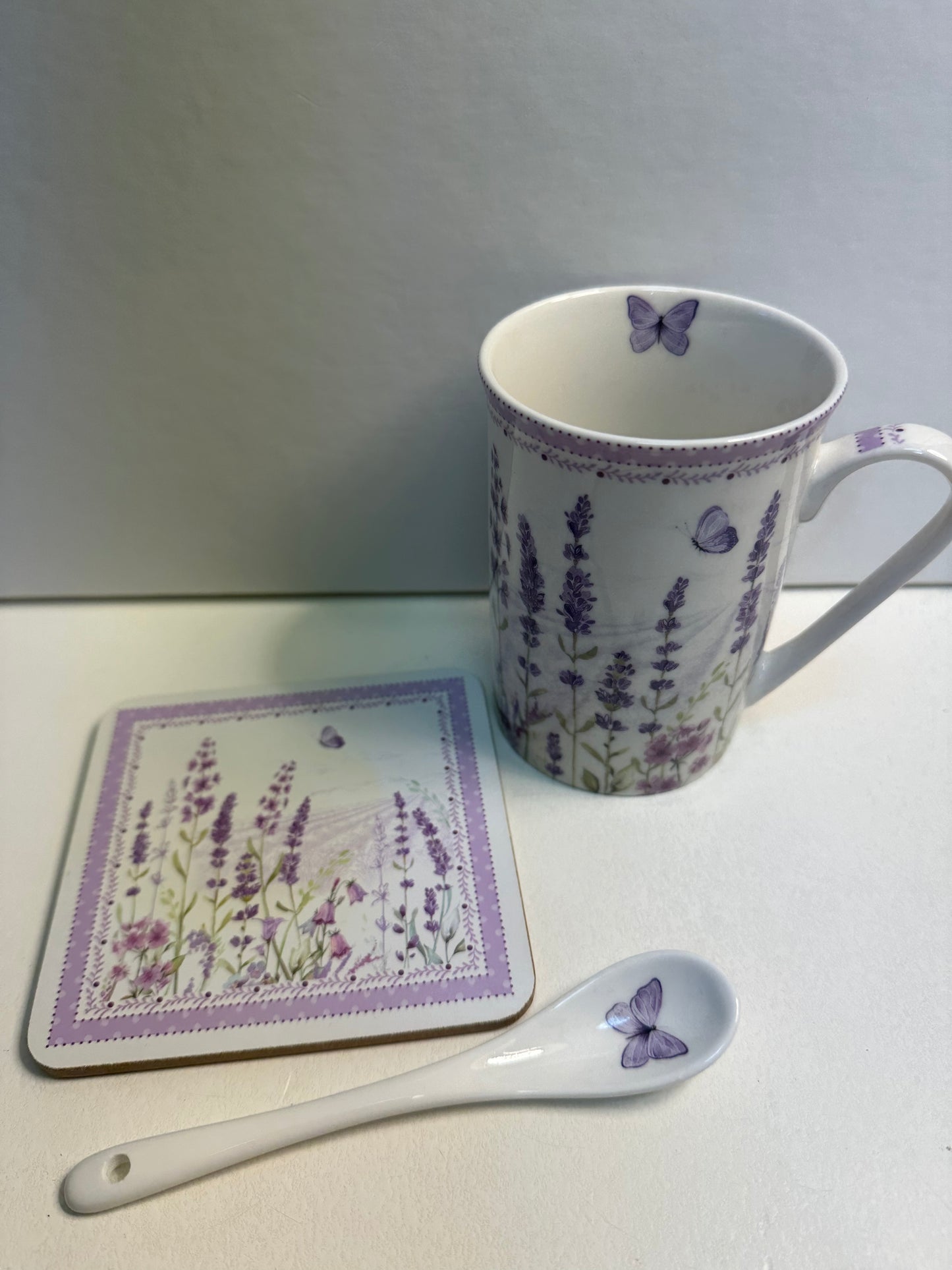 Lavender field mug with coaster